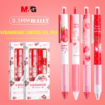 Набор выдвижных гелевых ручек M & G Strawberry Limited, быстросохнущий, 0,5 мм, черный, с Маркировкой, Студенческий, Милый, креативный, Привлекательный Внешний вид