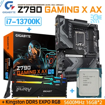 Материнская плата Gigabyte Z790 LGA 1700 Kit Intel Core i7 13700K CPU Set Rams Kingston DDR5 EXPO RGB 32GB 5600MHz + Z790 GAMING X AX