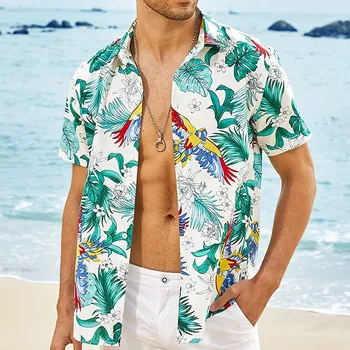 2023 Животные Тропического Леса 3d Гавайская Рубашка Мужская Одежда Свободные Дышащие Мужские Рубашки Летняя Рубашка Уличная Повседневная С Коротким Рукавом
