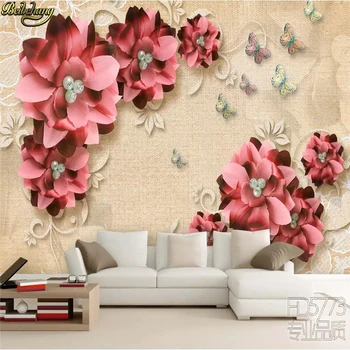 beibehang пользовательские большие фрески 3D обои для стен спальня ТВ фон Рельефные цветы фотообои обои для стен Украшение дома
