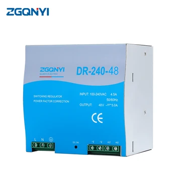 ZGQNYI DR-240W DIN Rail Дизъюнкторный источник питания 48 Вольт Высокая эффективность Стабильность, используемый для оборудования связи