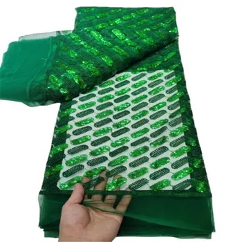 Горячие Кружевные ткани с блестками, Зеленая Африканская Кружевная ткань, Высококачественная Нигерийская Французская Тюлевая Сетчатая кружевная ткань для свадебного материала
