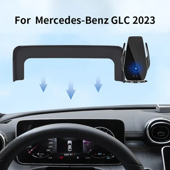 Автомобильный держатель для телефона Benz GLC 220 250 300 400EV AMG 4MATIC 2023 с навигацией по экрану, беспроводная подставка для зарядки, аксессуары