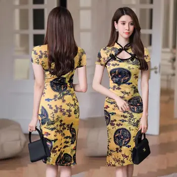 Solredo 2023, Летнее новое платье-Чонсам для молодых Девушек в китайском стиле, улучшенная версия Сексуального платья средней длины в стиле Ретро
