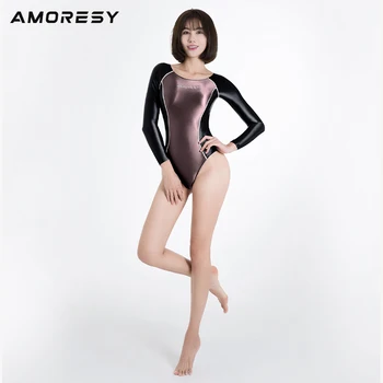 Серия AMORESY Merope, глянцевый цвет, подходящий к цвету, обертывание от бедер с длинным рукавом, сексуальный купальник для серфинга на горячих источниках