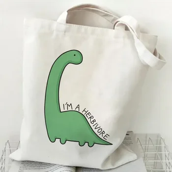 Сумка для покупок с мультяшным Динозавром, холщовые сумки для вторичной переработки, Многоразовая сумка для Покупок, Складная сумка Cabas Ecobag, сумка Sacolas