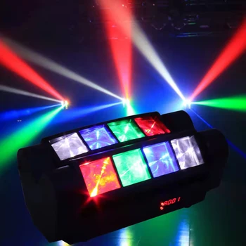 Мини Светодиодный 8x3 Вт RGBW Дискотечный движущийся головной светильник Spider Beam Сценическое освещение DMX 512 Spider Lights для DJ Вечеринки в ночном клубе Светодиодная лампа